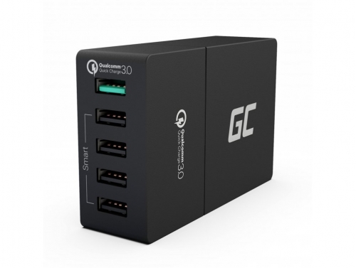 Universalus įkroviklis „ Green Cell ®“ su greito įkrovimo funkcija, 5 USB jungtys, QC 3.0