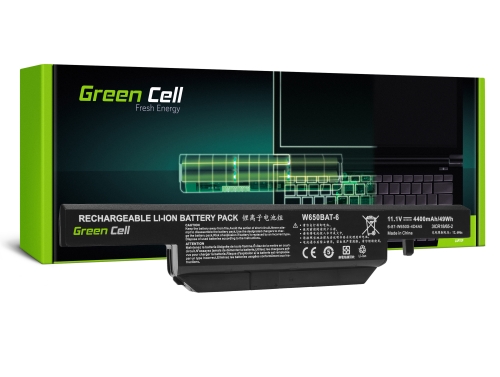 Green Cell nešiojamas kompiuteris „Akku W650BAT-6“, skirtas „ Clevo W650 W650SC W650SF W650SH W650SJ W650SR W670 W670SJQ W670SZQ