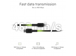 Kabel Green Cell Stream USB-C - Lightning 100cm mit Power-Delivery-Unterstützung (Apple MFi Certified)