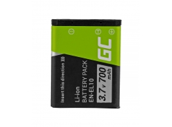 Green Cell ® EN-EL10 akkumulátor a Nikon Coolpix S60, S80, S200, S210, S220, S500, S520, S3000 3,7 V 700mAh-hoz