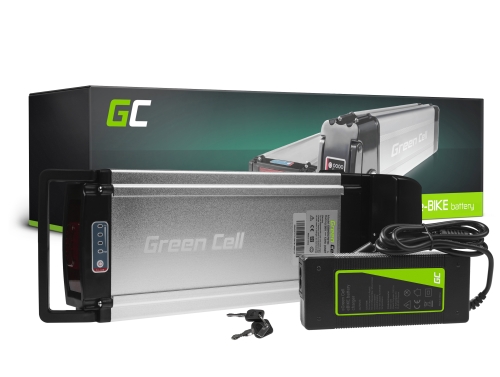 Green Cell® Elektrinio Dviračio Baterija 36V 12Ah 432Wh Rear Rack Ebike 4 Pin Su Įkrovikliu