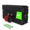 Green Cell ® 1500W / 3000W tiszta szinuszfeszültség-konverter inverter 24V 220V 230V Autóinverter USB Fekete