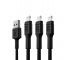 Set 3x Green Cell GC Ray USB Kabel - Lightning 120cm für iPhone, iPad, iPod, weiße LED, Schnellladung