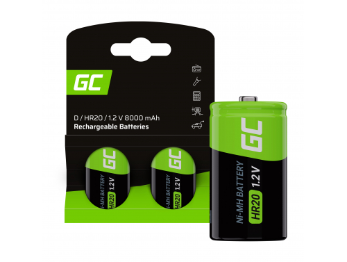 Green Cell Baterie 2x D R20 HR20 Ni-MH 1,2V 8000mAh