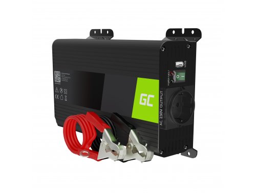 Green Cell ® 500W / 1000W feszültségváltó inverter, 24–230 V-os teljesítményátalakító, USB