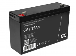 Green Cell® Batterie AGM 6V 12Ah Ólomakku szünetmentes energiatároló akku játékok Riasztórendszerek