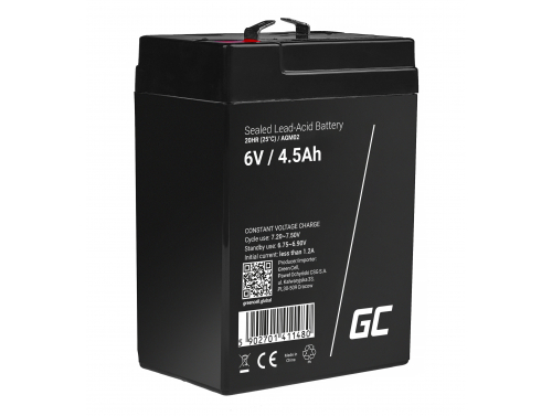 Green Cell® Gelová baterie AGM akumulátorová baterie 6V 4.5Ah VRLA bezúdržbová pro hračky a poplašné systémy