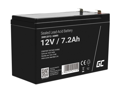 Green Cell® Gelová baterie AGM akumulátorová baterie 12V 7.2Ah VRLA bezúdržbová pro hračky a poplašné systémy