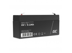 Green Cell® Gelová baterie AGM akumulátorová baterie 6V 3.2Ah VRLA bezúdržbová pro hračky a poplašné systémy