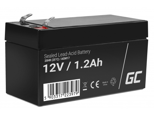 Green Cell® Gelová baterie AGM akumulátorová baterie 12V 1.2Ah VRLA bezúdržbová pro hračky a poplašné systémy