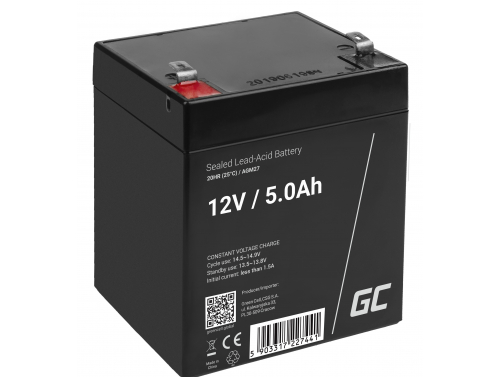 Green Cell® AGM Batterie 12V 5Ah Vlies Wartungsfrei Bleiakku für Elektro Spielzeug Taschenlampe UPS USV Backup power Treppenlift