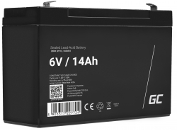 Green Cell® Batterie AGM 6V 14Ah Ólomakku szünetmentes energiatároló akku játékok Riasztórendszerek
