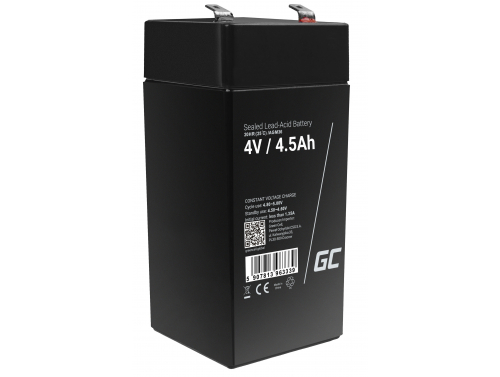 Green Cell® Gelová baterie AGM akumulátorová baterie 4V 4.5Ah VRLA bezúdržbová pro hračky a poplašné systémy