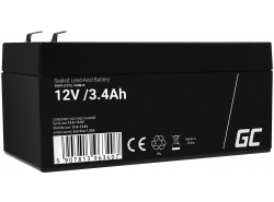 Green Cell® AGM Batterie 12V 3.4Ah Vlies Wartungsfrei Bleiakku für Elektro Spielzeug Alarm Kinderfahrzeuge Kasse Zähler CCTV