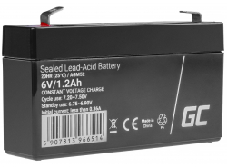 Green Cell® AGM Batterie 6V 1.2Ah Vlies Wartungsfrei Bleiakku für Elektro Spielzeug Alarm Kinderfahrzeuge Fiskaldrucker Waage