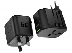 Green Cell GC TripCharge PRO Universaladapter zur Steckdose mit USB-A UC und USB-C PD 18WPorts