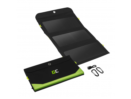 Saulės įkroviklis Green Cell GC SolarCharge 21W su 10000 mAh energijos banko funkcija USB-C Power Delivery 18W USB-A QC