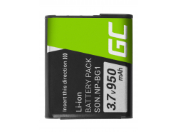 Green Cell ® NP-BG1 akkumulátor a következőhöz: Sony DSC H10 H20 H50 HX5 HX10 T50 W70 W70 3.7V