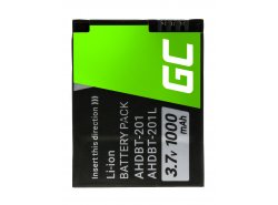 Akumuliatorius Green Cell ® AHDBT-301 skirtas GoPro HD HERO 3 HERO3+ Black Silver White Edition, Full Decoded 3.7V 1000mAh