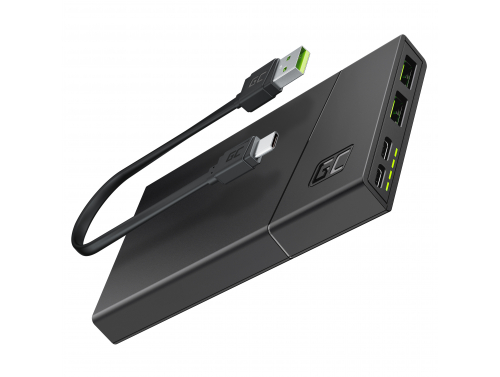 Power Bank Green Cell GC PowerPlay10S 10000mAh gyors töltéssel 2x USB Ultra Charge és 2x USB-C tápegység 18W