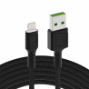 Green Cell GC Ray USB - Lightning 200cm Kabel für iPhone, iPad, iPod, weiße LED, Schnellladung