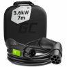 Green Cell Kabel Type 1 3.6kW 16A 7 Metrů 1-fázový pro nabíjení EV Elektromobilů a Hybridů Typu Plug-In PHEV