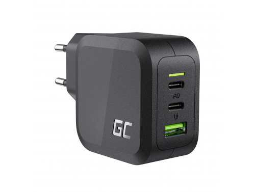 Green Cell hálózati Töltő 65W GaN GC PowerGan laptophoz, MacBookhoz, IPhone-hoz, Tablethez, Nintendo Switch 2x USB-C, 1x USB-A