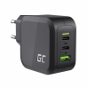 Green Cell hálózati Töltő 65W GaN GC PowerGan laptophoz, MacBookhoz, IPhone-hoz, Tablethez, Nintendo Switch 2x USB-C, 1x USB-A