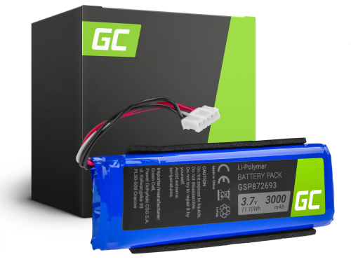 Baterija Green Cell GSP872693 P763098 03 į garsiakalbį JBL Flip 3 / Flip III / Gray / Splashproof, Li-Polymer 3.7V 3000mAh
