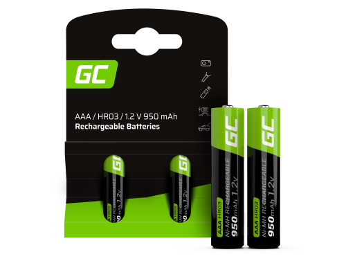 2x Akku AAA Micro R3 950mAh Ni-MH Wiederaufladbare Batterie Green Cell