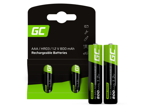 2x įkraunamos baterijos AAA R3 800mAh Ni-MH akumuliatoriai Green Cell