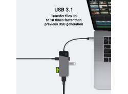 Dokkoló állomás, adapter, Green Cell GC HUB2 USB-C 6 az 1-ben (USB 3.0 HDMI Ethernet USB-C) az Apple MacBook, a Dell XPS és máso