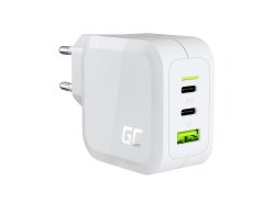 Green Cell Weißes Netzladegerät 65W GaN GC PowerGan für Laptop, MacBook, Iphone, Tablet, Nintendo Switch - 2x USB-C, 1x USB-A