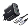 UGREEN hálózati töltő 18W, 2 x USB, Gyors töltés Power Delivery 3.0, Fekete szín