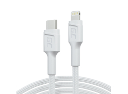 Bílý Kabel Green Cell Power Stream USB-C - Lightning 100 cm s dodávkou energie - Unterstützung (certifikováno Apple MFi)
