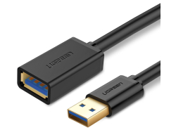 Prodlužovací kabel USB UGREEN, USB-A 3.0 (samice) - USB-A 3.0 (samec), 3 metry, černá barva