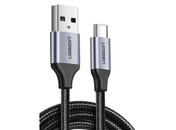 UGREEN USB-C - USB kábel 300 cm, Quick Charge 3.0 gyors töltés, Magas tartósság, Fekete-ezüst színű