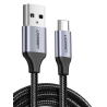 UGREEN USB-C - USB kábel 300 cm, Quick Charge 3.0 gyors töltés, Magas tartósság, Fekete-ezüst színű