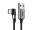 UGREEN Úhlový Kabel USB-A na USB-C, 3A, 200 cm, Rychlé nabíjení Quick Charge 3.0, Černo-stříbrná barva
