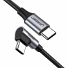 USB-C į USB-C kabelis, kampinis UGREEN US255,3A, 60W, 0,5 m, juodas