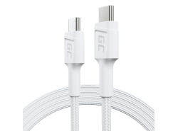 Kabel Weißes USB-C Type C 1,2m Green Cell PowerStream, Ladekabel mit schneller Ladeunterstützung, Power Delivery 60W, QC 3.0