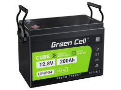 Akkumulátor Lítium-vas-foszfát LiFePO4 Green Cell 12V 12,8V 200Ah napelemekhez, lakóautókhoz és hajókhoz