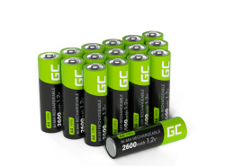 16x įkraunamos baterijos AA R6 2600mAh Ni-MH akumuliatoriai Green Cell
