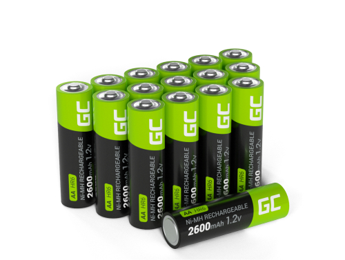 16x akumlátory AA R6 2600mAh Ni-MH dobíjecí baterie Green Cell