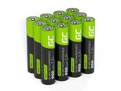 12x įkraunamos baterijos AAA R3 950mAh Ni-MH akumuliatoriai Green Cell