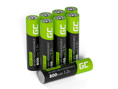 8x įkraunamos baterijos AAA R3 800mAh Ni-MH akumuliatoriai Green Cell