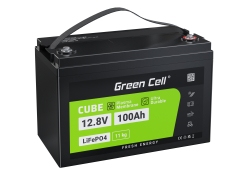Green Cell® akkumulátor LiFePO4 100Ah 12.8V 1280Wh lítium vasfoszfát típusú Fotovoltaikkus rendszer, Lakóautó, Csónak