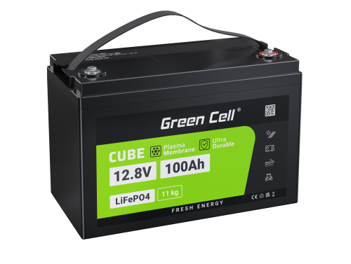 Green Cell® LiFePO4 Akku 12.8V 100Ah 1280Wh LFP Lithium Batterie 12V mit BMS für Reisemobil Solarbatterie Wohnmobil