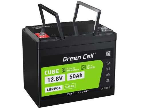 Green Cell® LiFePO4 Akku 12.8V 50Ah 640Wh LFP Lithium Batterie 12V mit BMS für Golfwagen Camper Van Elektroroller