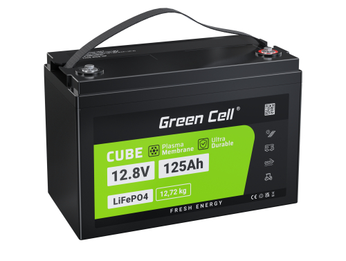 Green Cell® akkumulátor LiFePO4 125Ah 12.8V 1600Wh lítium vasfoszfát típusú Fotovoltaikkus rendszer, Lakóautó, Csónak